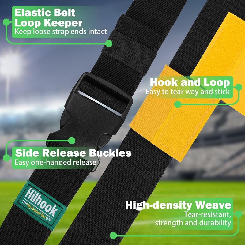 Hilhook Flag Football Belts, 14 Player Flag Football Set with 42 Flags for Kids Youth and Adults Training Equipment - Image 3